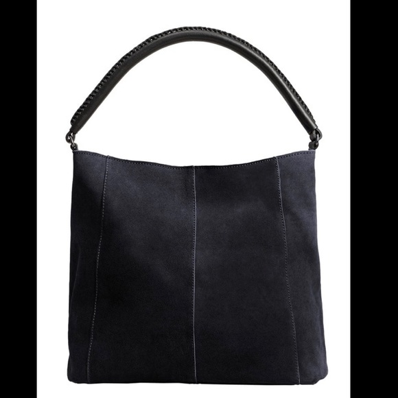 MANGO Sancho Shopper Tote Bag - Navy Suede Leather - Picture 4 of 8